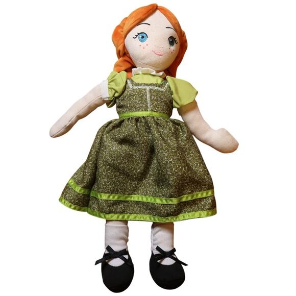 Disney Other - Disney Theatrical Group Rag Doll Red Braids Green Dress 18" Plush Soft Doll